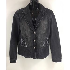 Baccini Women's Black Charcoal Jean Jacket Medium